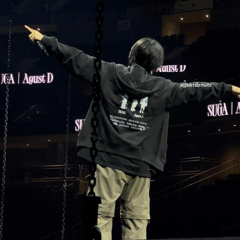Anti-Pop Suga Shiina Специальный альбом Agustd D-Day Концертный свитшот с капюшоном Куртка на молнии Повседневные худи Scene Loosesweatshirts
