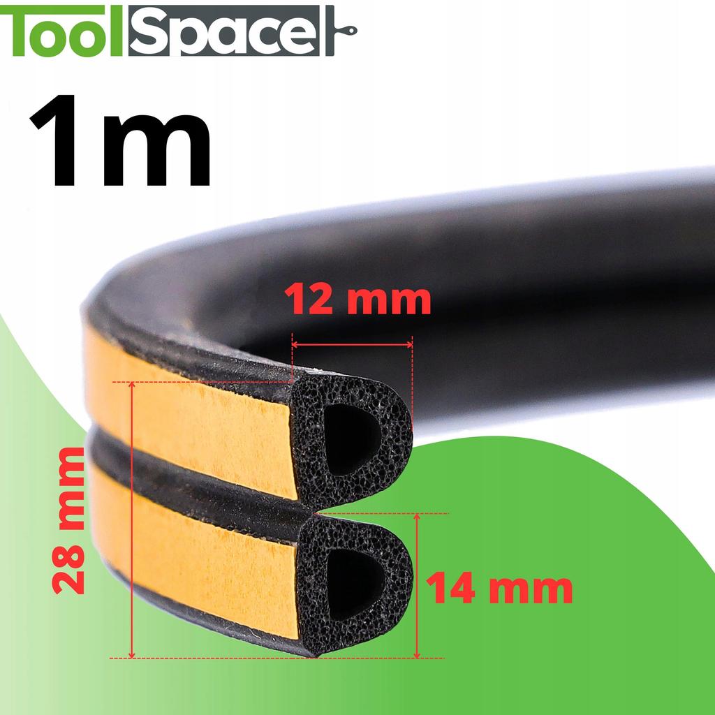 Uszczelka Garażowa D 14X12 Czarna 1Mb (2X0,5M)