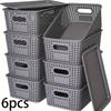 6pcs Stackable Plastic Storage Bins with Lids - Durable Organizer Baskets for Home - Multi-Purpose Shelf Bins,Home Organization