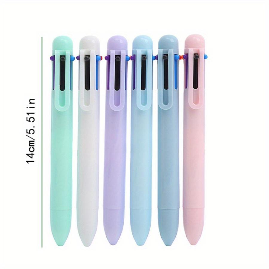 10pcs Creative Macaron 6-color Ballpoint Pen Solid Color Click Pen Multi-color Oil Pen Color Accounting Pen
