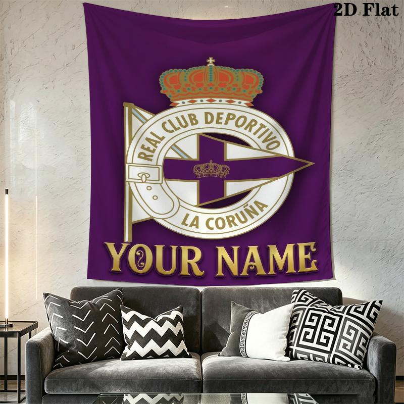 Custom Name Real Club Deportivo Wall Tapestry Aesthetic Wall Hanging Printed Fabric Blanket Decorative Tapestries for Bedroom Living Room Home Decor