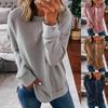 Woman's Casual Fashion Long Sleeve Solid Color Round Collar Hoodie Tops