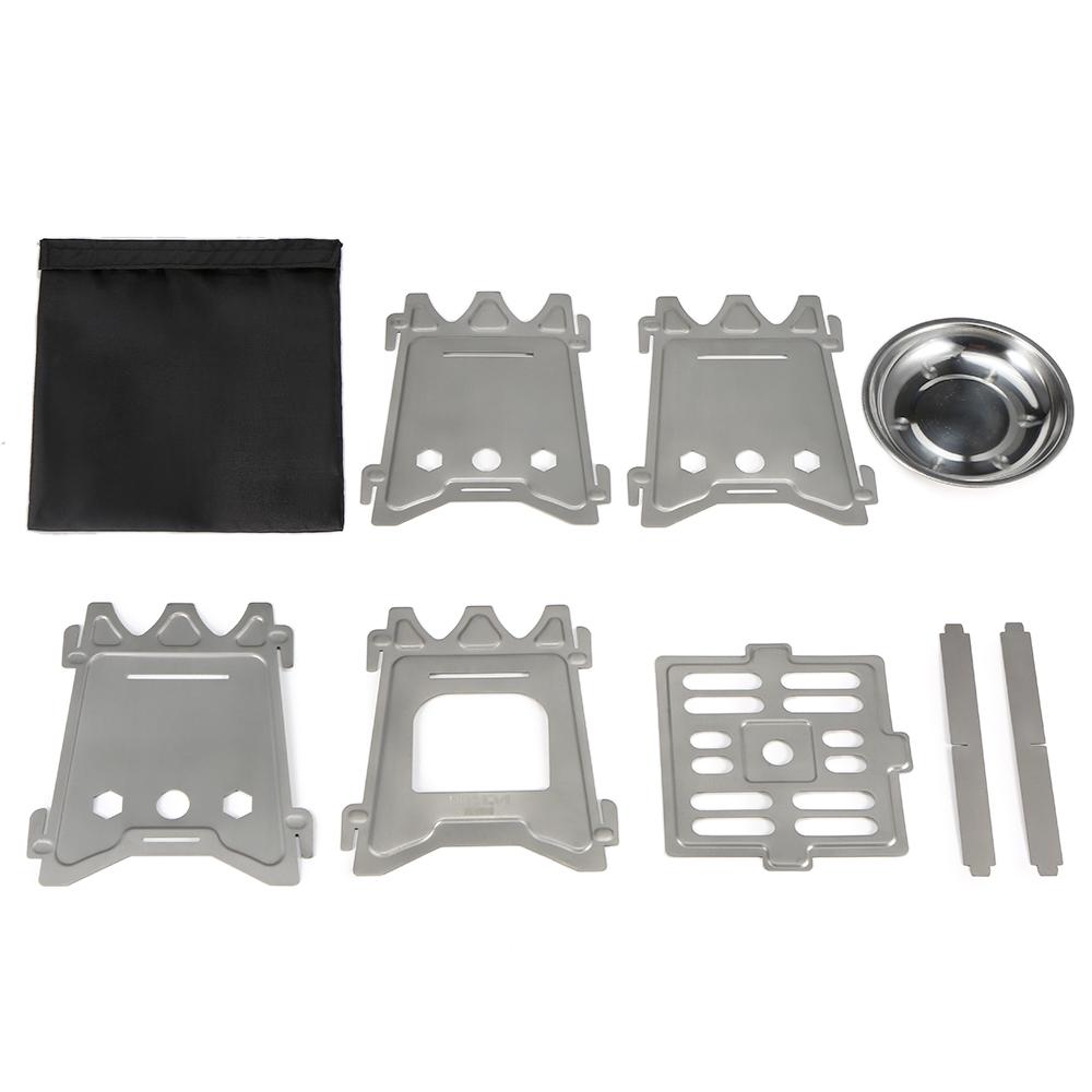 Lixada Camping Titanium Wood Stove Ultralight Folding Camp Stove with Alcohol Tray Portable Outdoor