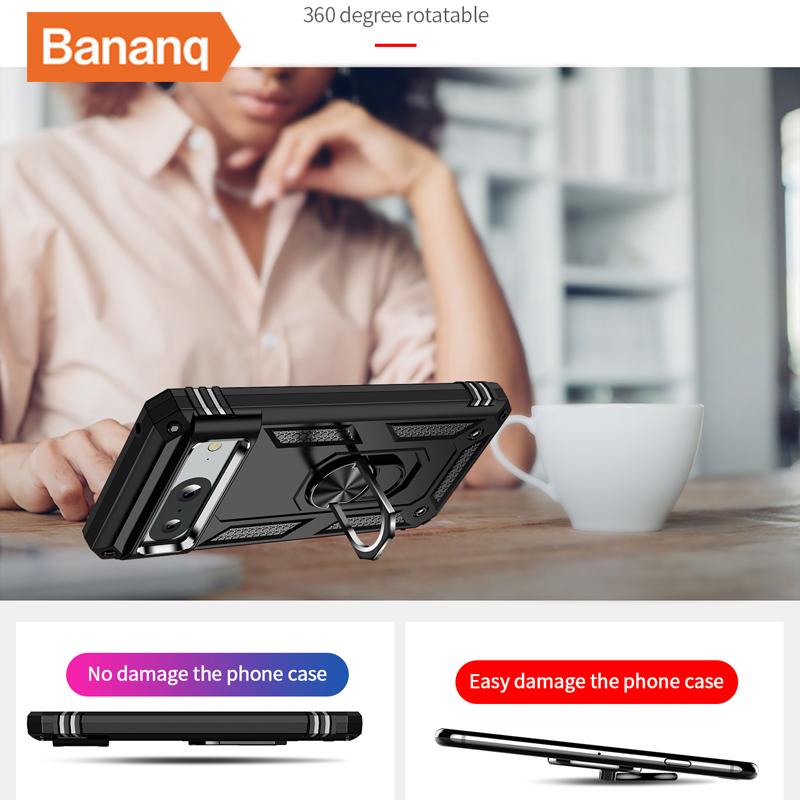 Bananq противоударный металлический держатель для пальцев с кольцом-кольцом, бронированный чехол для Google Pixel 9 8 7 6 Pro 8A 7A 6A магнитный автомобильный держатель для телефона