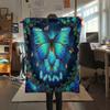1 шт. Фланелевое одеяло с 3D-принтом бабочек, Высококачественное, Для всех сезонов, Декор для дома, Тепло и уют, Идеально для рождественских подарков