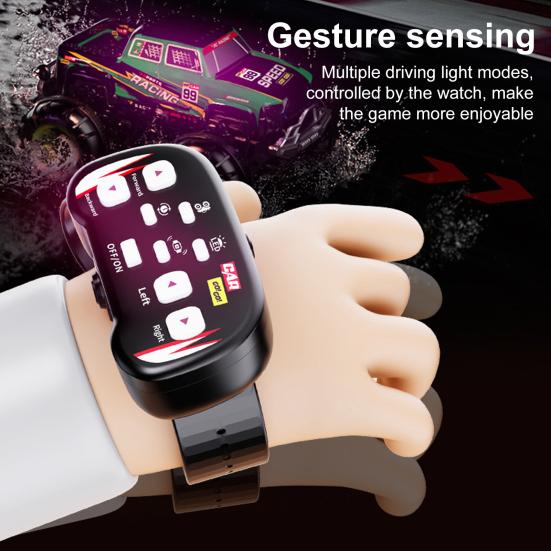 Радиоуправляемый автомобиль-амфибия для бездорожья со светодиодной подсветкой 4WD Детский электрический 2,4 ГГц RC Трюковой грузовик Перезаряжаемый Внедорожный гусеничный автомобиль Игрушка для малышей