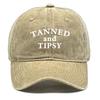 Unisex Adjustable Sun Hat "Tanned and Tipsy" Print Trucker Cap Distressed Retro Outdoor Snapback Baseball Caps One Size Fits All
