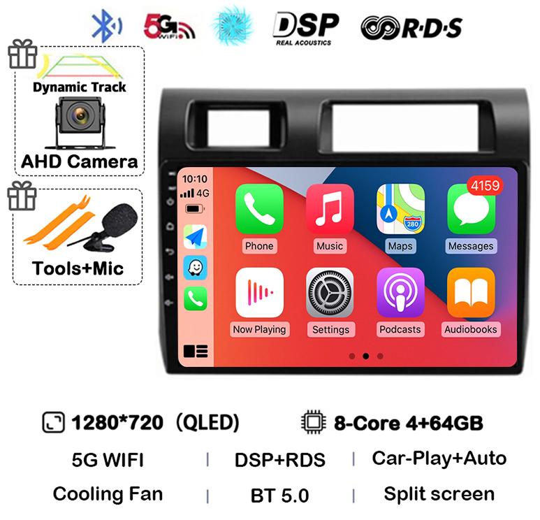 Android 14 Carplay Автомагнитола для Toyota Pickup Land Cruiser LC 70 79 Series 2007-2020 Мультимедийный Видеоплеер GPS Стерео BT