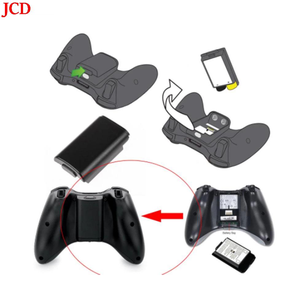 JCD 2x AA Батарейный отсек Запасная часть для беспроводного контроллера Xbox 360 + 4 Силиконовых колпачка для стиков Черный
