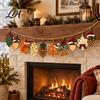 Indoor Window Hanging Decorations Christmas Forest Theme Pendant, Wooden Ornaments with Squirrels Acorns and Pine Natural Winter Home Accents