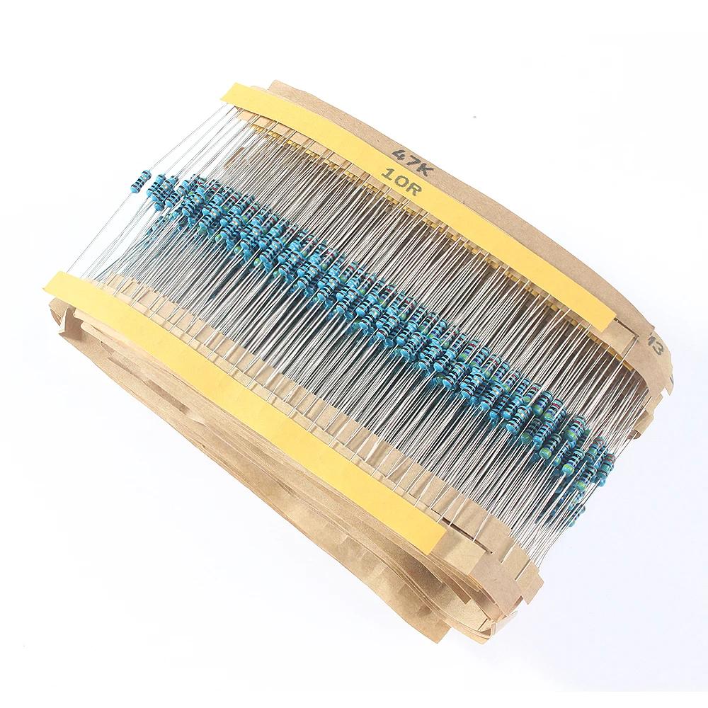 500~2500pcs Metal Film Resistor Assortment Kit 1/4W 1 Ohm to 10M Ohm 1%, DIY Electronic set, for Diverse Electronics Projects