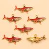Ocean Style Shark Pendant: 2 Colors, 17x33mm Alloy Drip Oil Jewelry for DIY Earrings and Necklaces