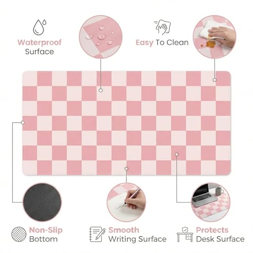 31.5x15.7 inches Non-slip Waterproof Office Gaming Desk Mat Pink