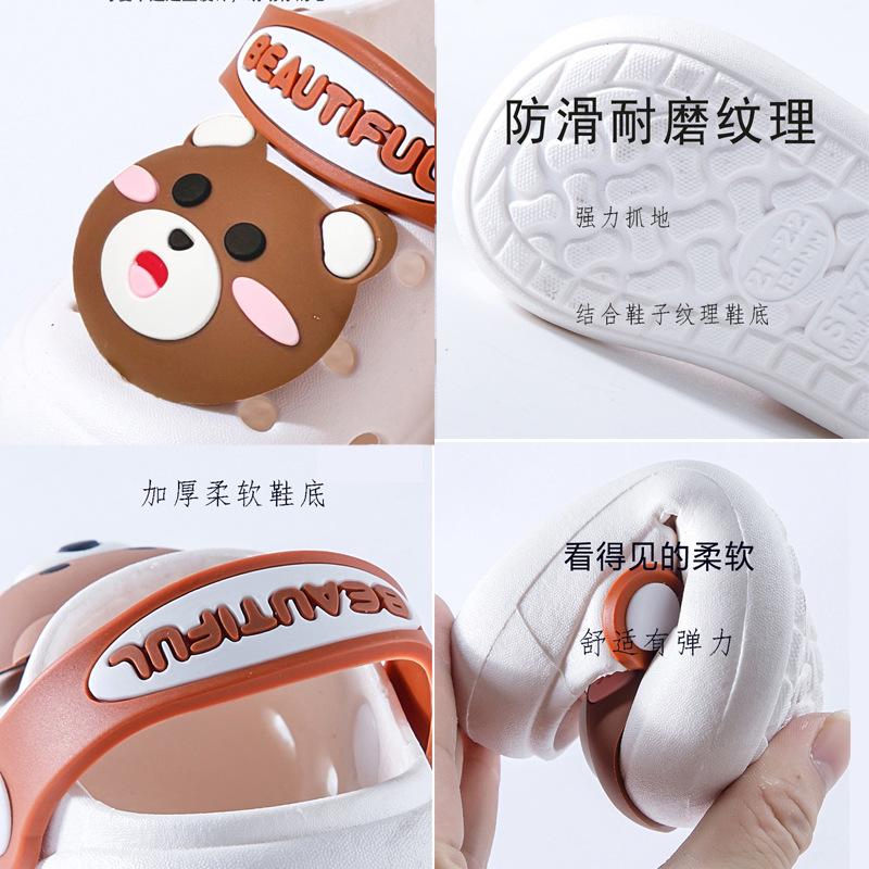 Cute soft-soled non-slip children's clogs for outdoor wear, summer sandals, indoor slippers for boys and girls, baby closed-toe slippers