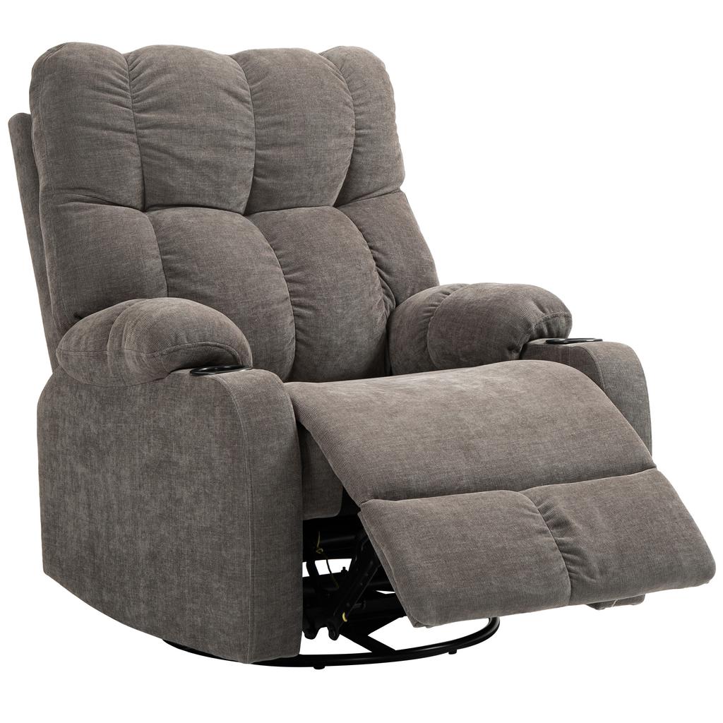 Recliner Chair with Footrest, Lounge Chair, Swivel, up to 150 kg, Steel Frame, 88x96x108cm, Light Brown