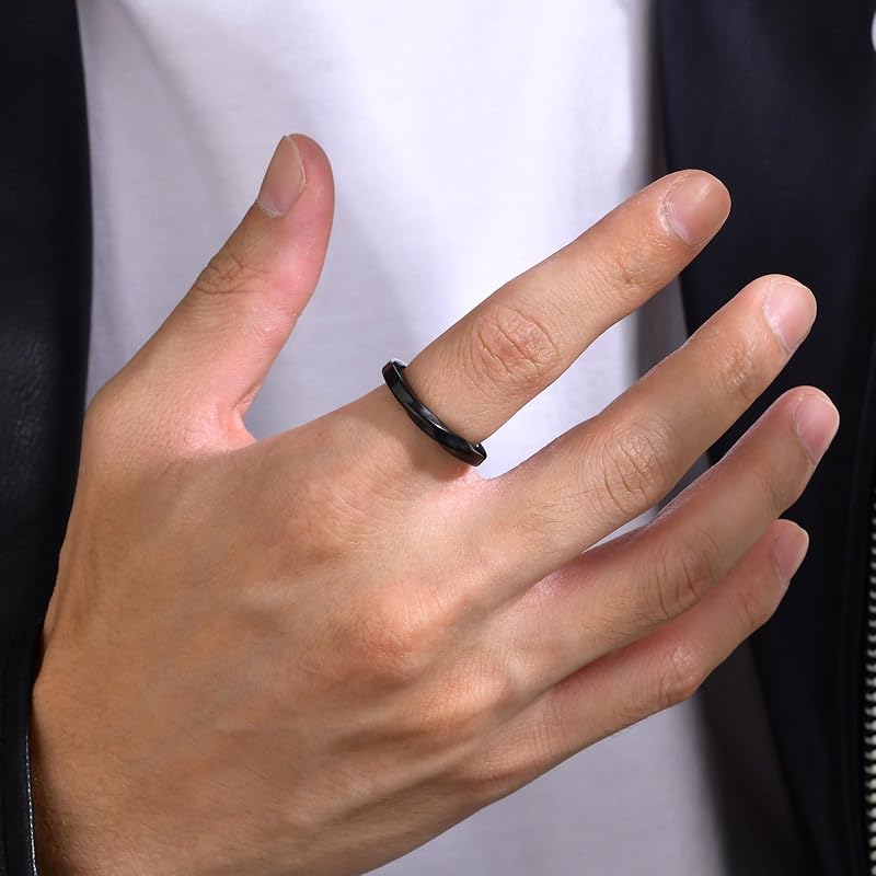 [Rockyu] кольцо Мёбиуса простое кольцо черное кольцо из нержавеющей стали мужское Нет. 19 годовщина для влюбленных, склонных к аллергии Популярный подарок модные аксессуары