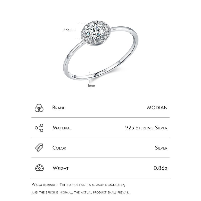 Modian Серебряное кольцо 925 пробы Искрящееся Простое с кубическим цирконием AAAAA для женщин Оригинальное кольцо-ободок Серебряные кольца Обручальное украшение
