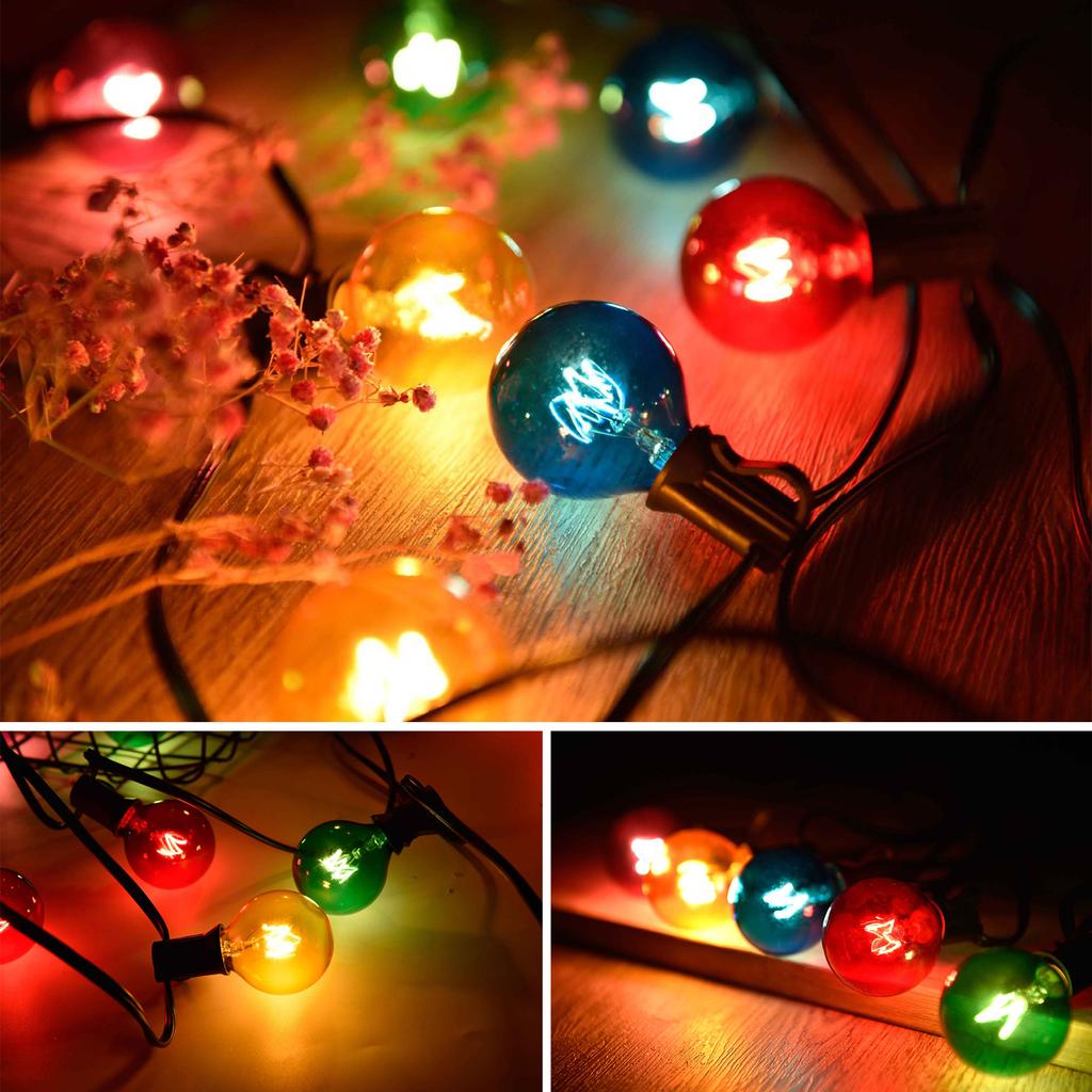 25 шт. G40 вольфрамовая лампа Замена 5 цветов 7 Вт 220-240 В глобусная лампа E12 цокольные лампочки для