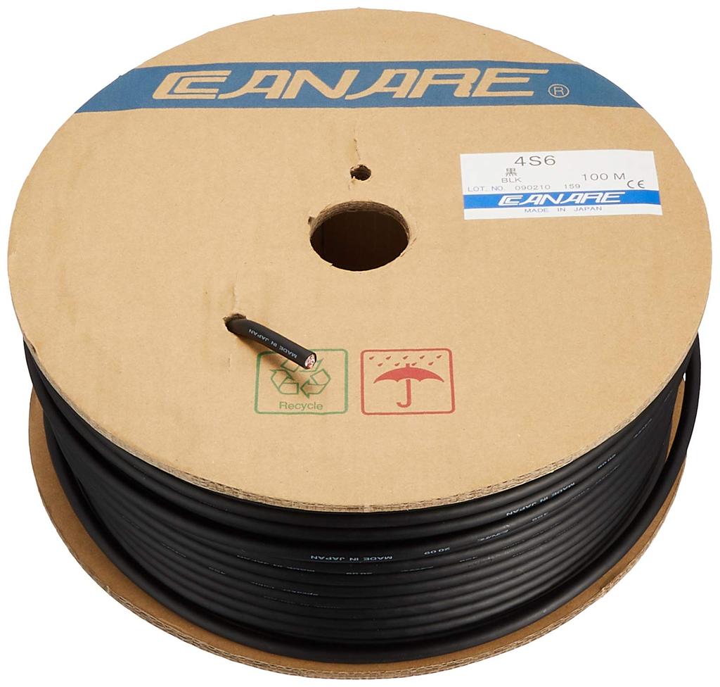 Акустический кабель CANARE диаметр 100м рулон черный BK 4-жильный (внешний 6.4мм) 4С6/100м