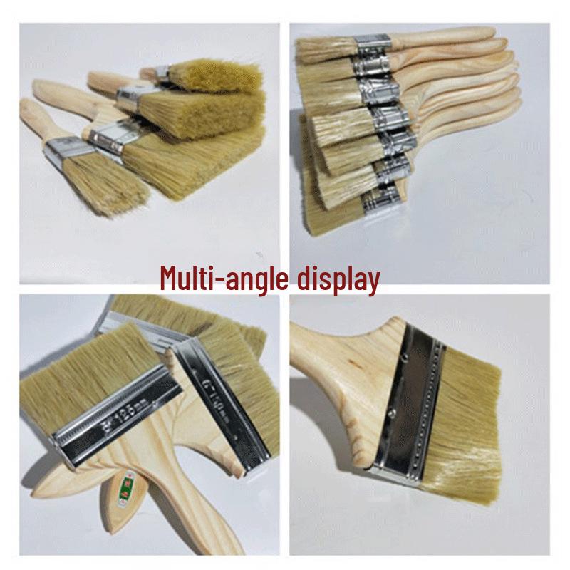 Waterproof Wooden Handle Brown Brush: Soft Bristles for Paint, Dust Removal, Cleaning, BBQ, Boat Sweeping, and Thickening Tasks.