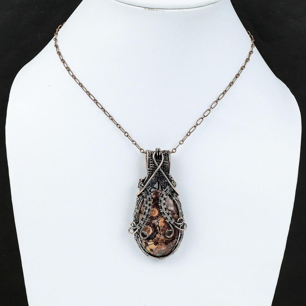 Birds Eye Jasper Pendant Copper Wire Wrapped Pendant Handmade Ethnic Style Jewelry Gemstone Pendant Copper Wire Wrap Jewelry Engagement Gift