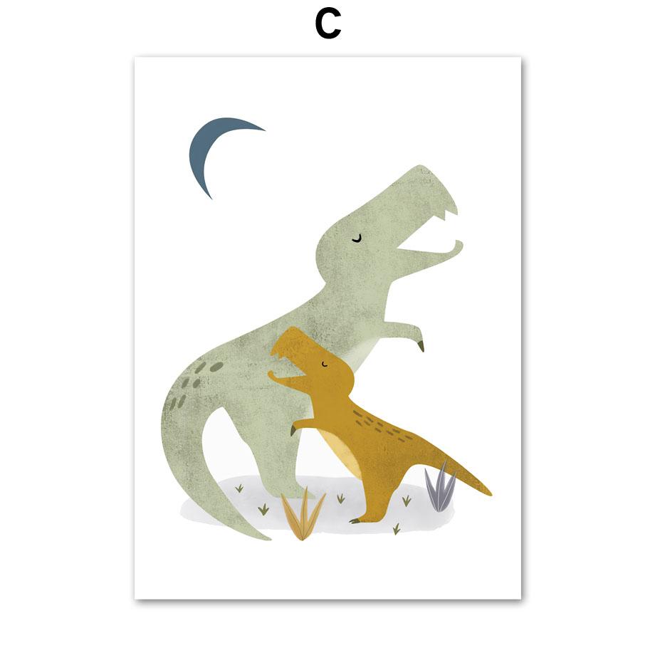 Мультфильм динозавр Юрского периода плакат на скандинавскую тему птеродактиль тираннозавр детская настенная живопись на холсте настенные панно декор детской комнаты