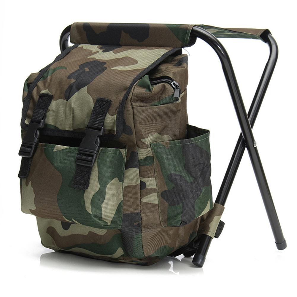 Camouflage Outdoor Folding  Chair With Large Storage Bag Non-slip Wear-resistant Oxford Cloth Portable Stool For Camping Fishing
