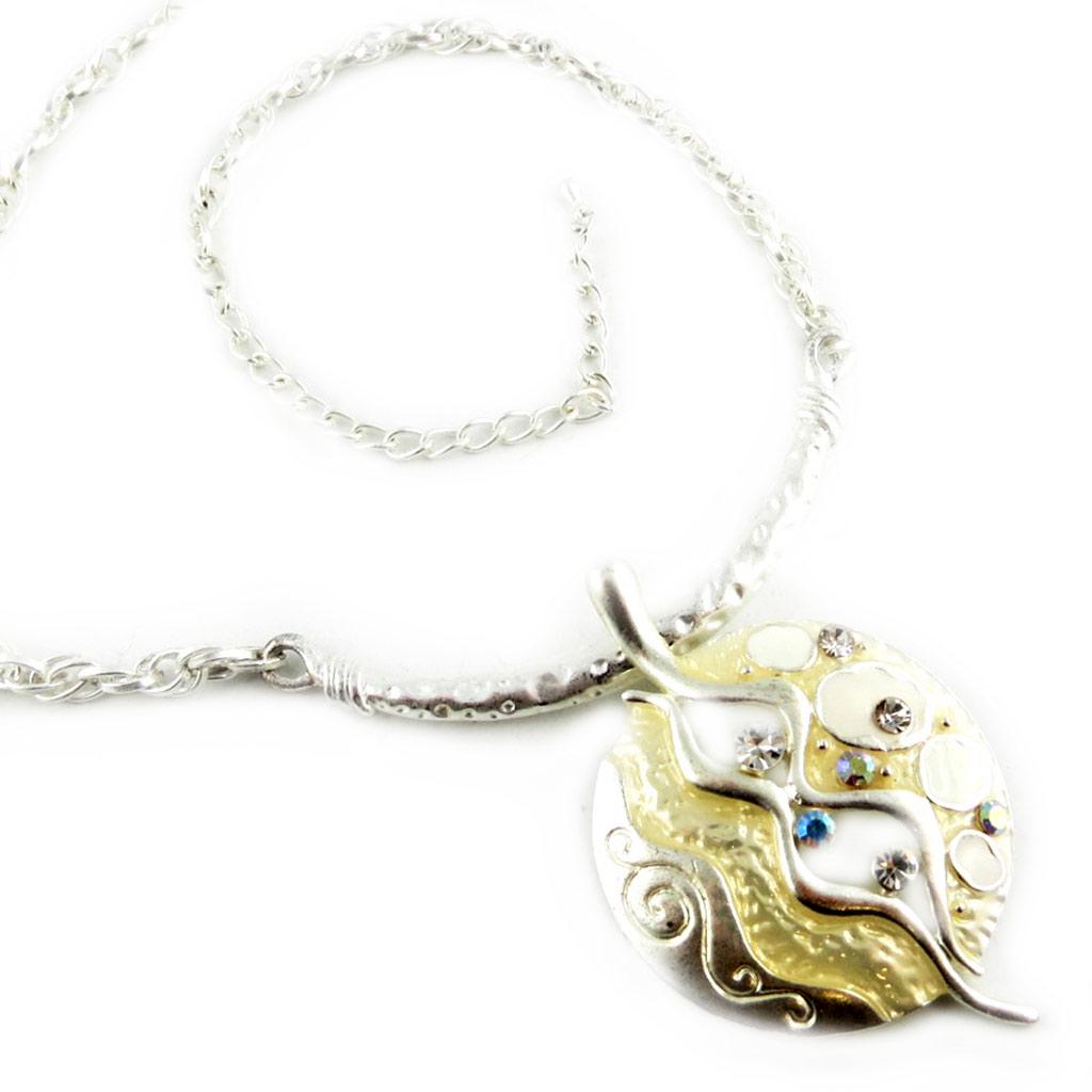 Les Trésors De Lily [E1292] - Дизайнерское колье "Клеопатра" бежевое серебро