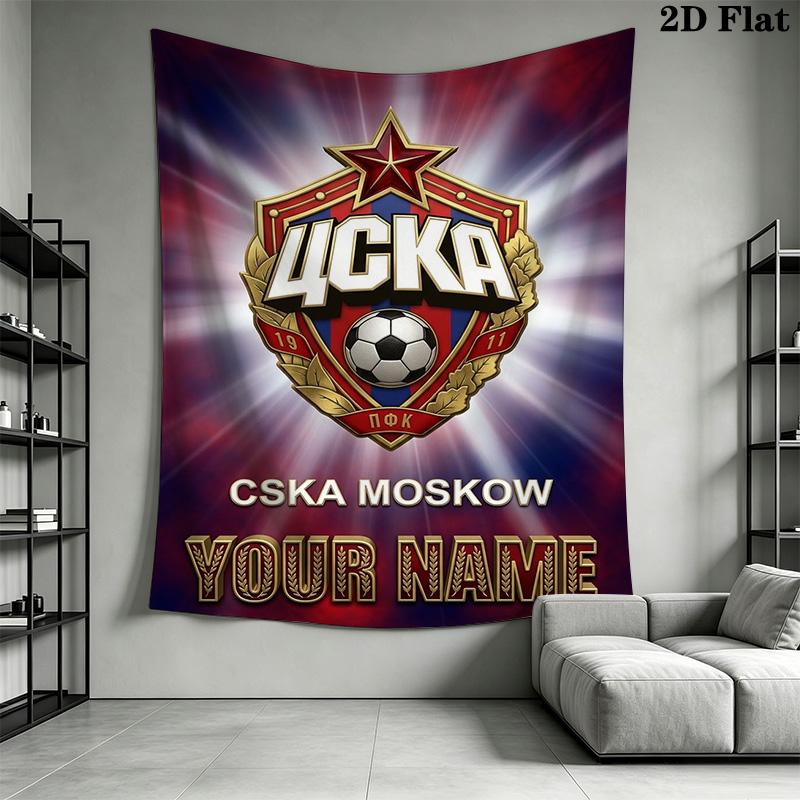 Name Custom PFC CSKA Moscow Wall Tapestry Aesthetic Wall Hanging Printed Fabric Blanket Decorative Tapestries for Bedroom Living Room Home Decor