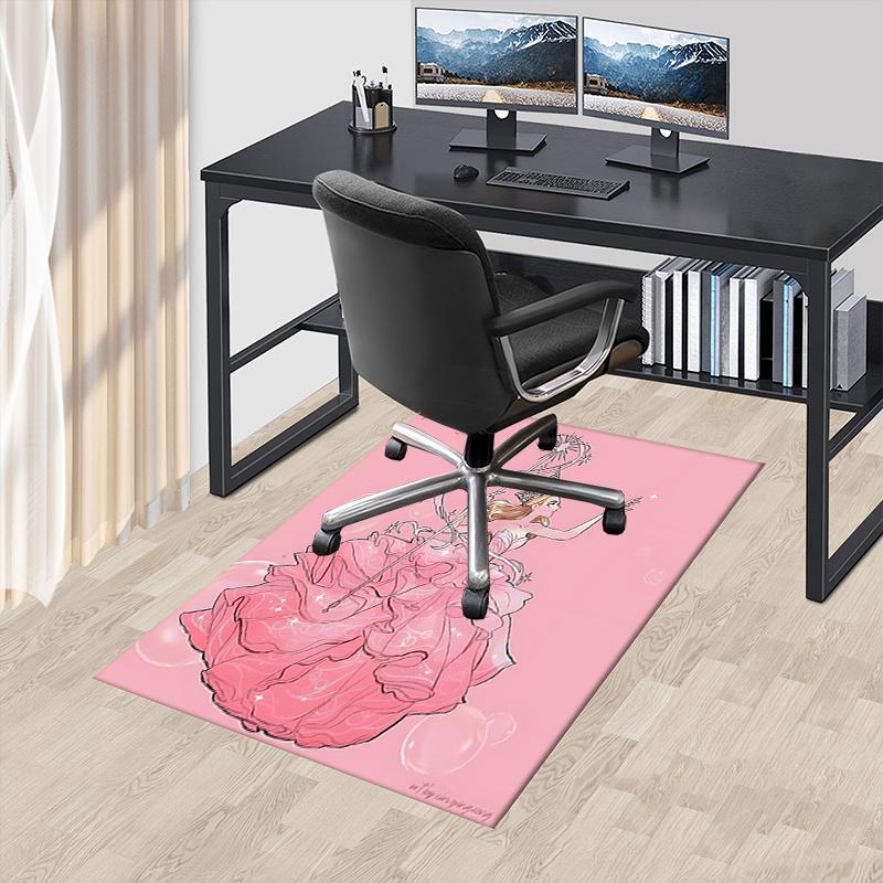 Fairy Tale, Magic Wand Pattern Polyester Office Carpet Chair Mats, Home Decor Dormitory Floor Protec