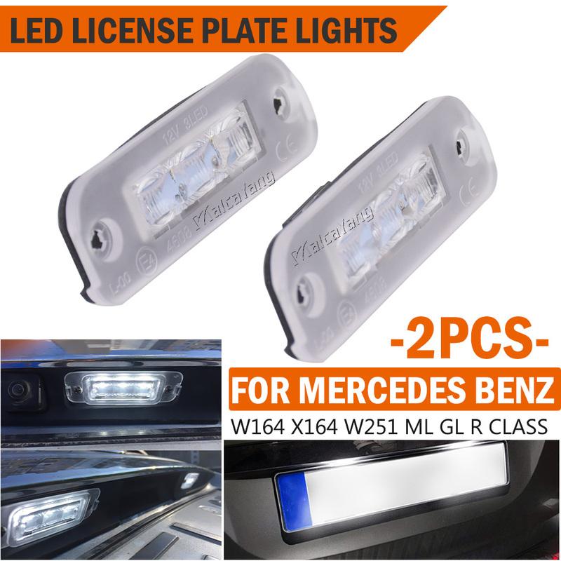 2x For Mercedes Benz X164 W164 W251 ML GL R Class Error Free Led Number Plate Light Bulb License Plate Lamp White 6000K
