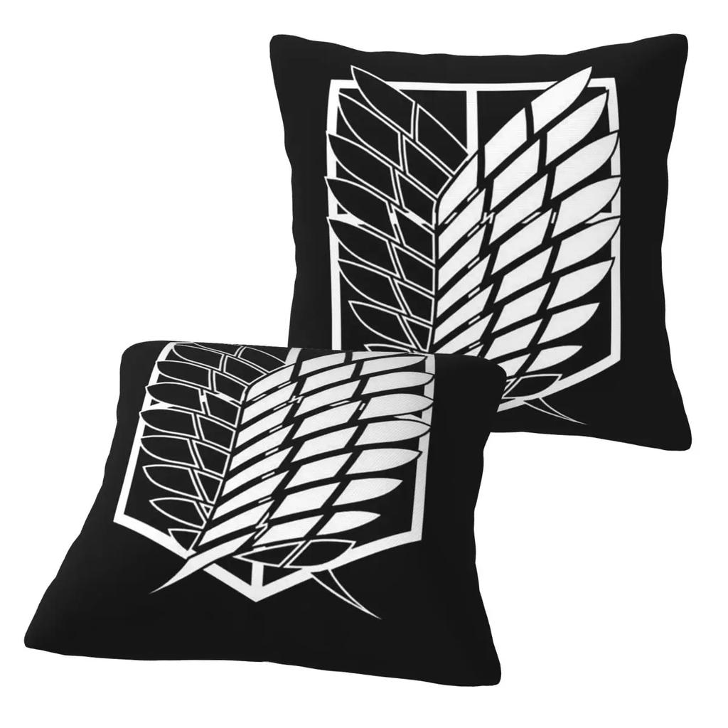 Attack On Titan Wings Of Freedom 2 Pcs Square Pillowcase Pillow Cover Cushion Zip Decorative Comfort Throw Pillow For Home