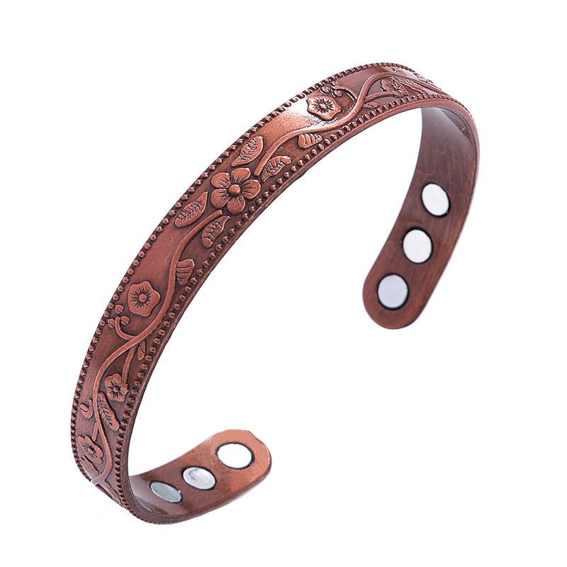 Popular Magnetic Vintage Tree of Life Bracelet for Men and Women - Antique Bronze with Floral Design