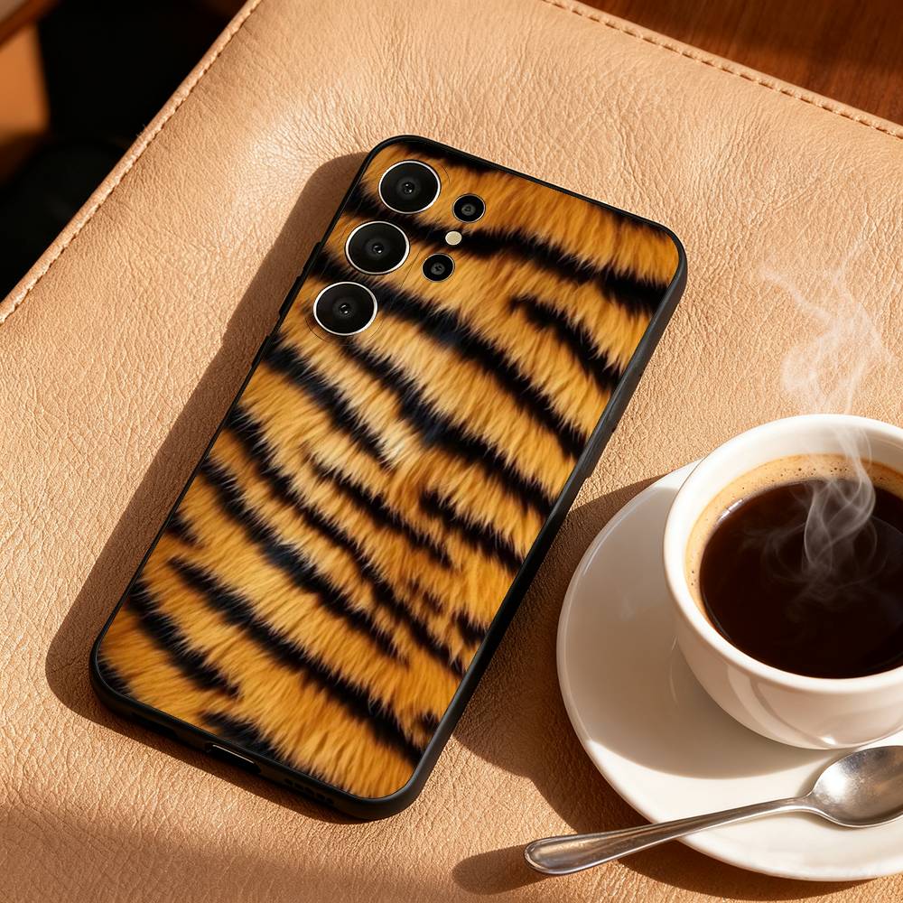 F-Fashion Чехол для телефона с принтом тигра и леопарда для Samsung S25,S24,S21,S22,S23,S30,Ultra,S20,FE,Lite,10,9, Черный чехол