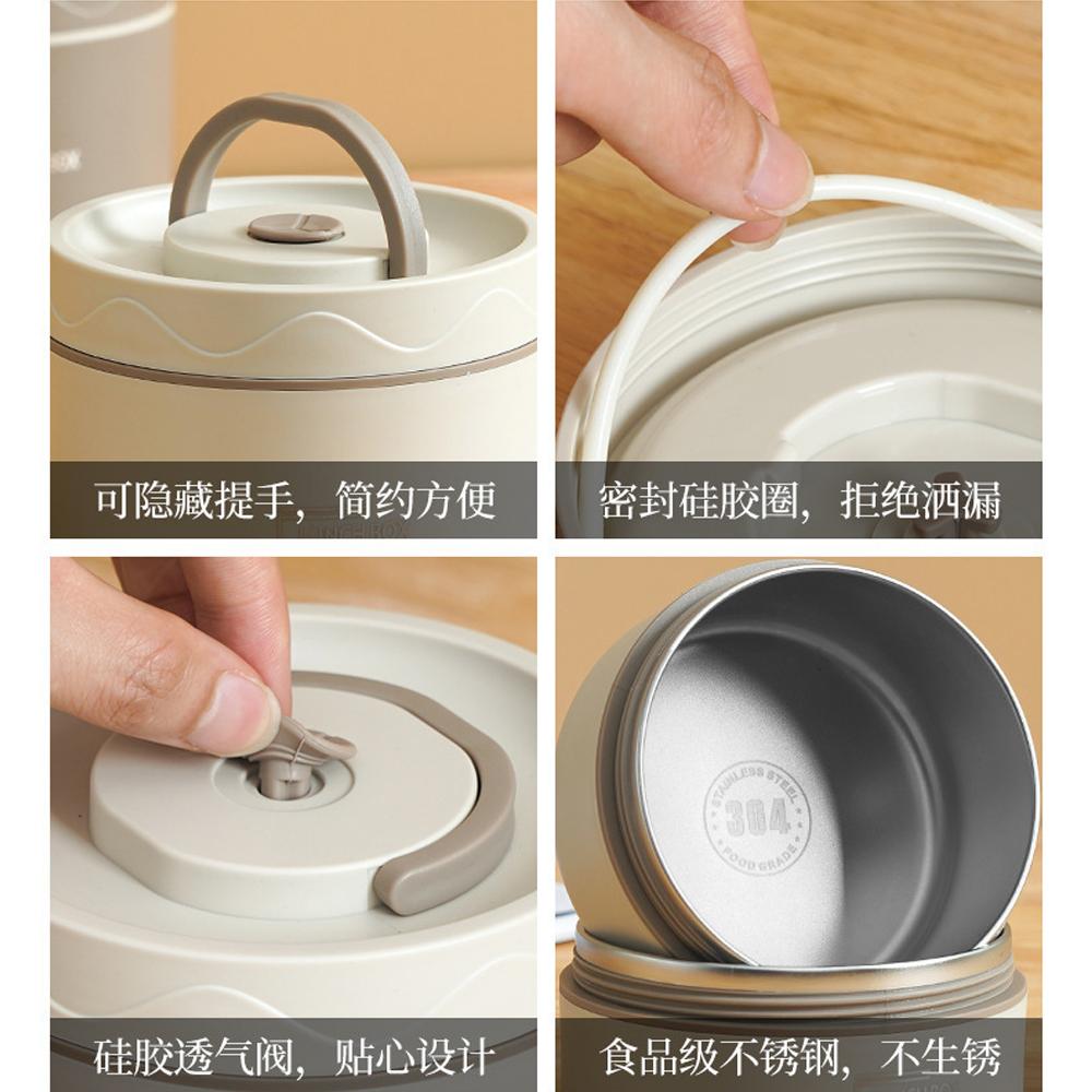 1 Набор Изолированный Ланч-бокс 3 Независимых Штабелируемых Ланч-бокса 304 Нержавеющая Сталь Пищевой Ланч-бокс Набор с Изоляционной Сумкой