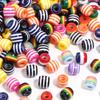 50pcs/lot Barrel Shape Rainbow Striped Resin Beads Big Hole Spacer Beads DIY Bracelet Necklace Jewelry Making Accessories