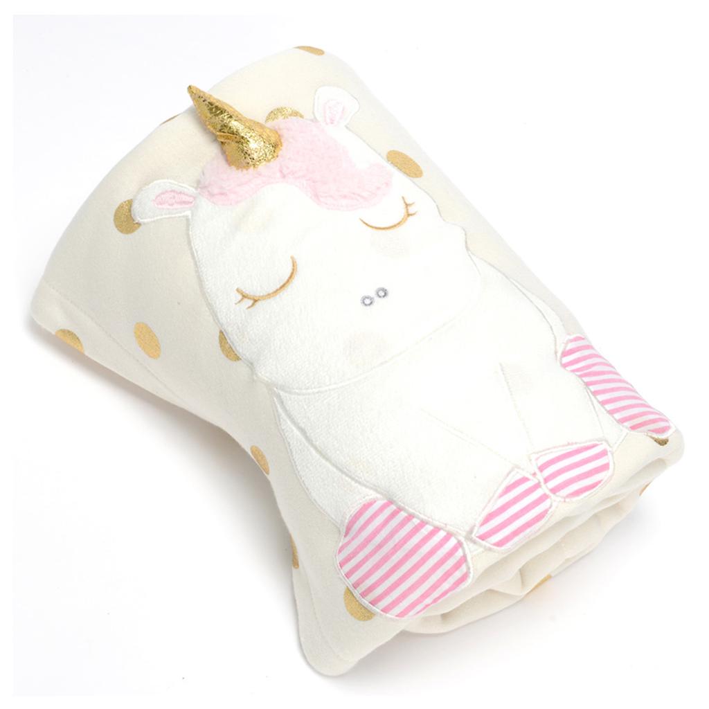 Les Trésors De Lily [Q9567] - Designer Blanket 'Licorne My Unicorn' Pink White Beige - 100x75 Cm