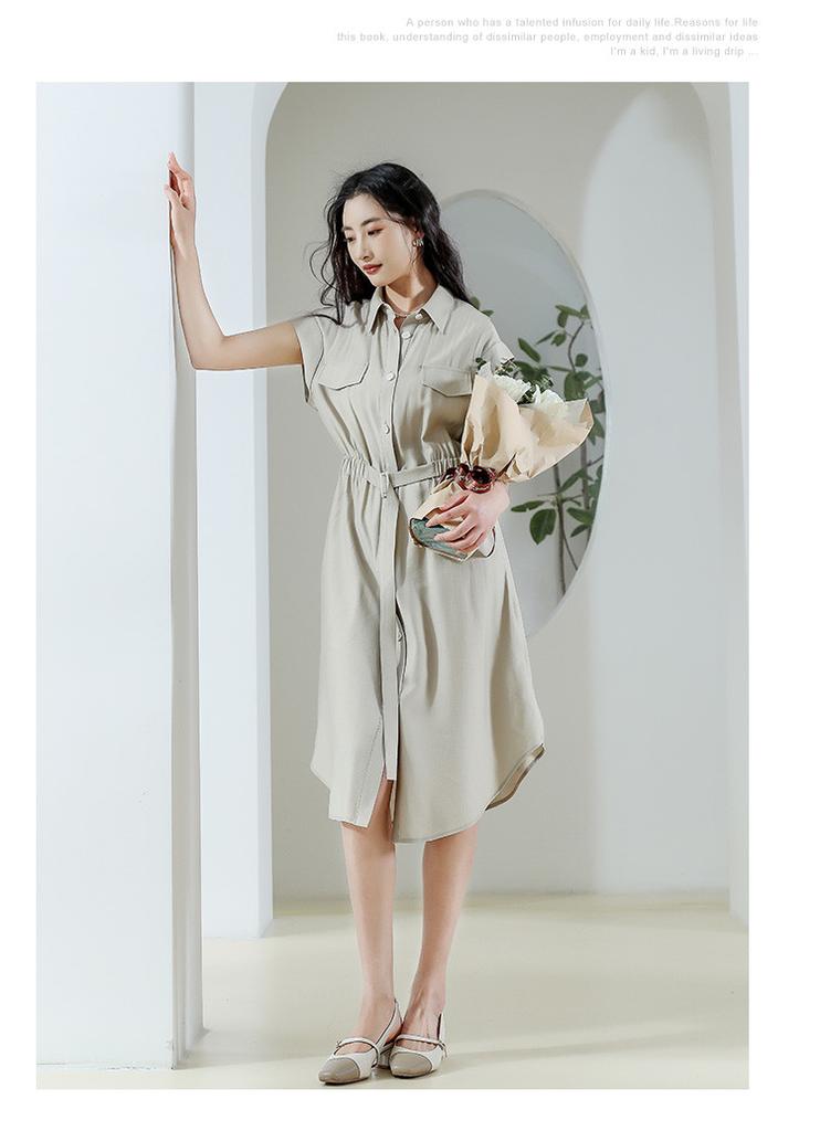 Summer Dress Simple Solid Color Commuting Women's Medium to Long Skirt