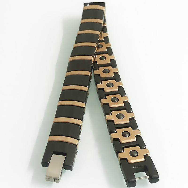 Цвет розового золота, стальной белый/черный керамический браслет-цепочка для мужчин и женщин, биогерманиевый магнитный браслет, женские ювелирные изделия