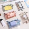 1Pc Portable Mini Zipper Mesh Storage Bag  Coin Purse Small Square Mesh Coin Purse Travel Storage Carry Pouch With Zippered