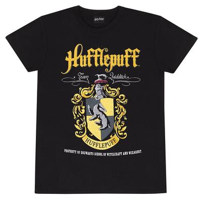 Hufflepuff Crest T-Shirt Harry Potter Movie New Black