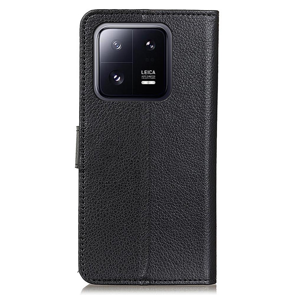 Litchi Texture Phone Case for Xiaomi 13 5G,PU Leather Shockproof Viewing Stand Wallet Cover
