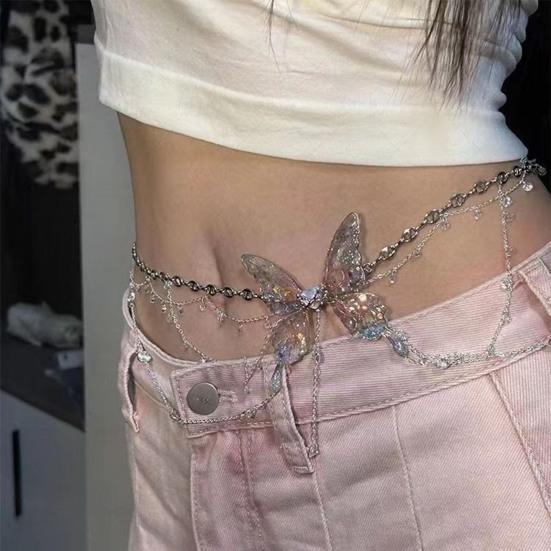 Женская цепочка на талию с кисточкой в виде бабочки и цветка, подвеска из искусственного жемчуга, поясная цепочка