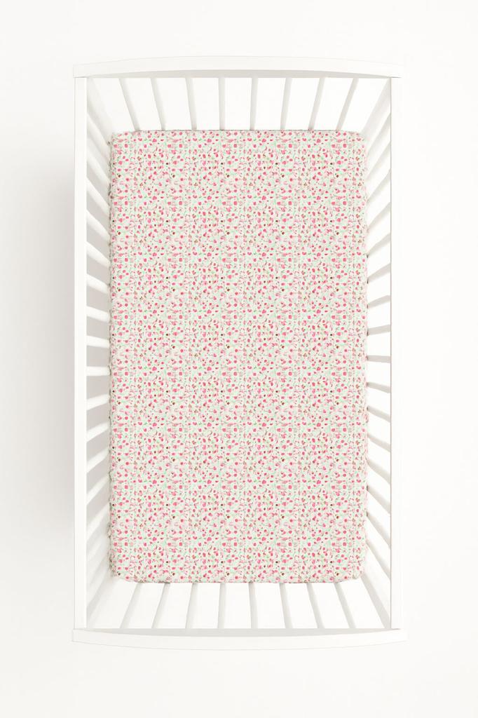 Cotton fitted sheet for a cot 120x60 cm - pink meadow