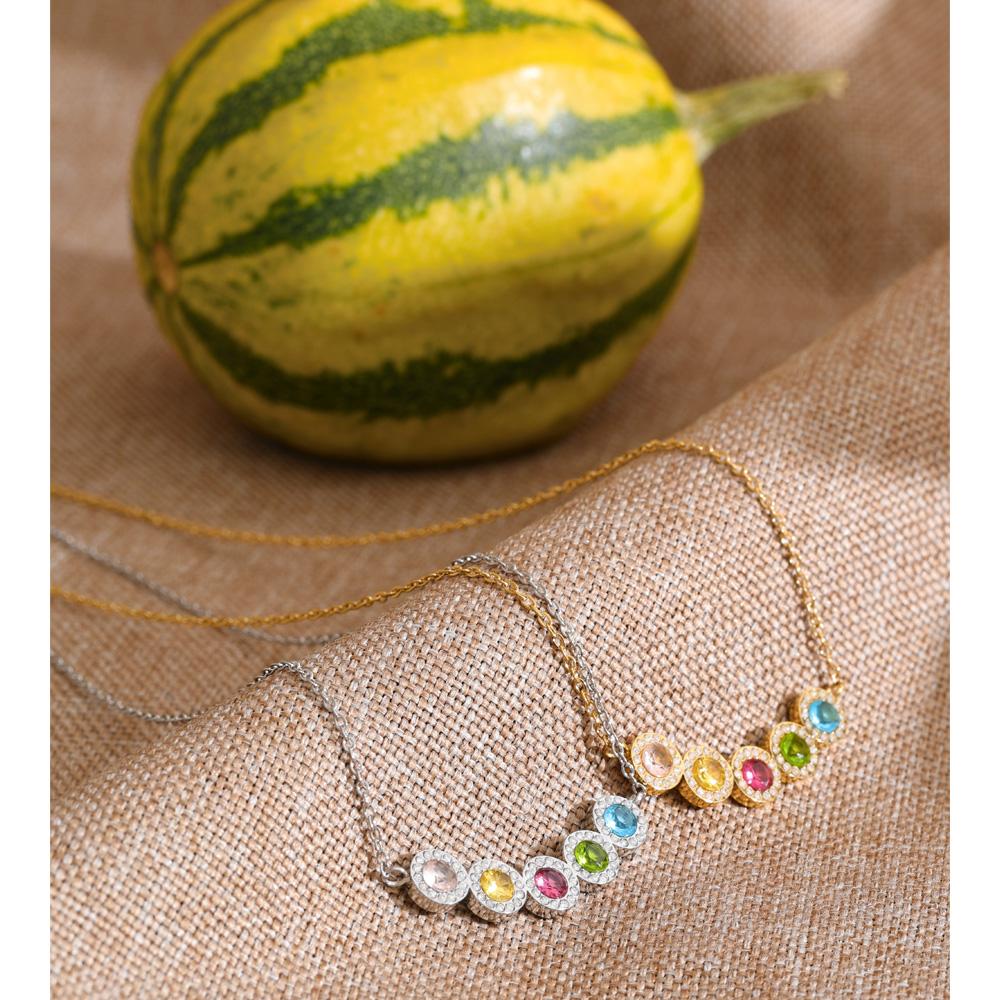 Eetit Разноцветное колье-подвеска с кубическим цирконием Высококачественная нержавеющая сталь Изящные подарочные украшения Водонепроницаемые для женщин