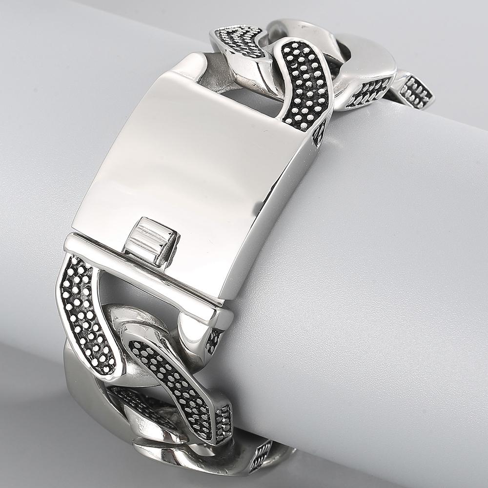 Массивный браслет-цепочка панцирного плетения кубинского типа шириной 30 мм для мужчин, мужские браслеты из нержавеющей стали 316L, панк-рок ювелирные аксессуары для мужчин