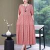 Женское платье средней длины, летнее платье для мам, хлопково-шелковое платье до колена, платье для женщин среднего возраста, пляжное платье с коротким рукавом большого размера для женщин