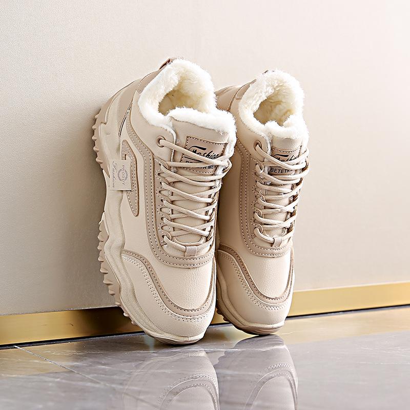Женские теплые зимние ботинки с защитой от холода, утепленные, на толстой подошве, с увеличением роста, нескользящие, износостойкие, для активного отдыха, тренировок, бега, хлопковые ботинки