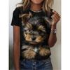 Cute Dog Cat Pattern T-Shirt For Women Animal 3D Printed T Shirts Summer Oversized Tees Short Sleeves Crew Neck Tops Streetwear