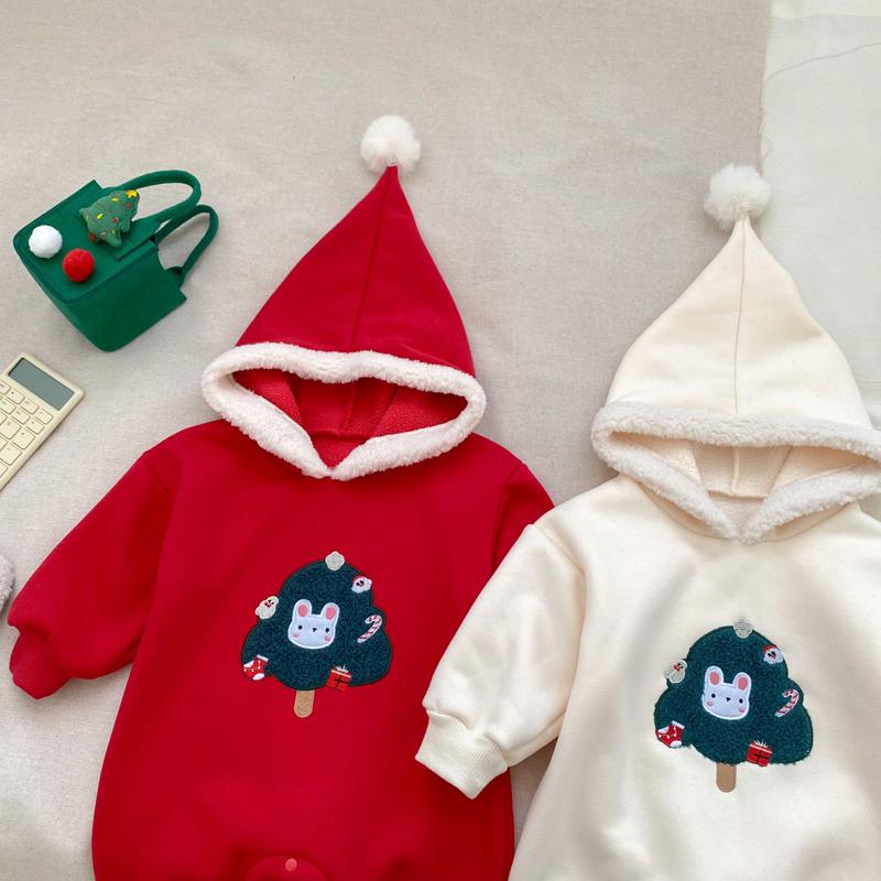 Детские рождественские комбинезоны с капюшоном, осенне-зимняя толстовка для малышей, комбинезон, детская одежда, новогодний детский комбинезон, детский наряд